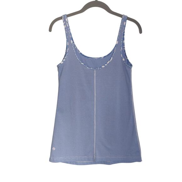 Lululemon Women's Blue Stripe Daily Tank Top Luon Round Athletic Athleisure - Picture 5 of 5